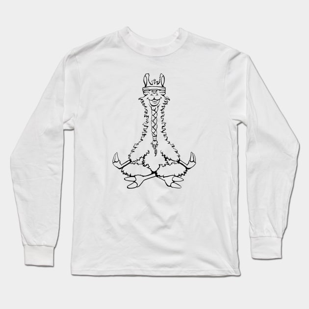 Meditating Llama - Line Drawing Long Sleeve T-Shirt by sketchtodigital